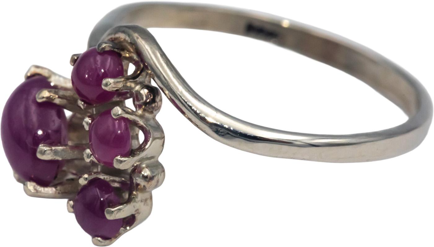 10k White Gold 0.50CT Cabochon Cut Ruby Ring Size 8.5