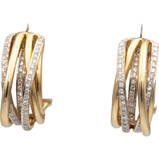 14k Yellow Gold 0.45CT VS Single Cut Diamond Curved Earrings