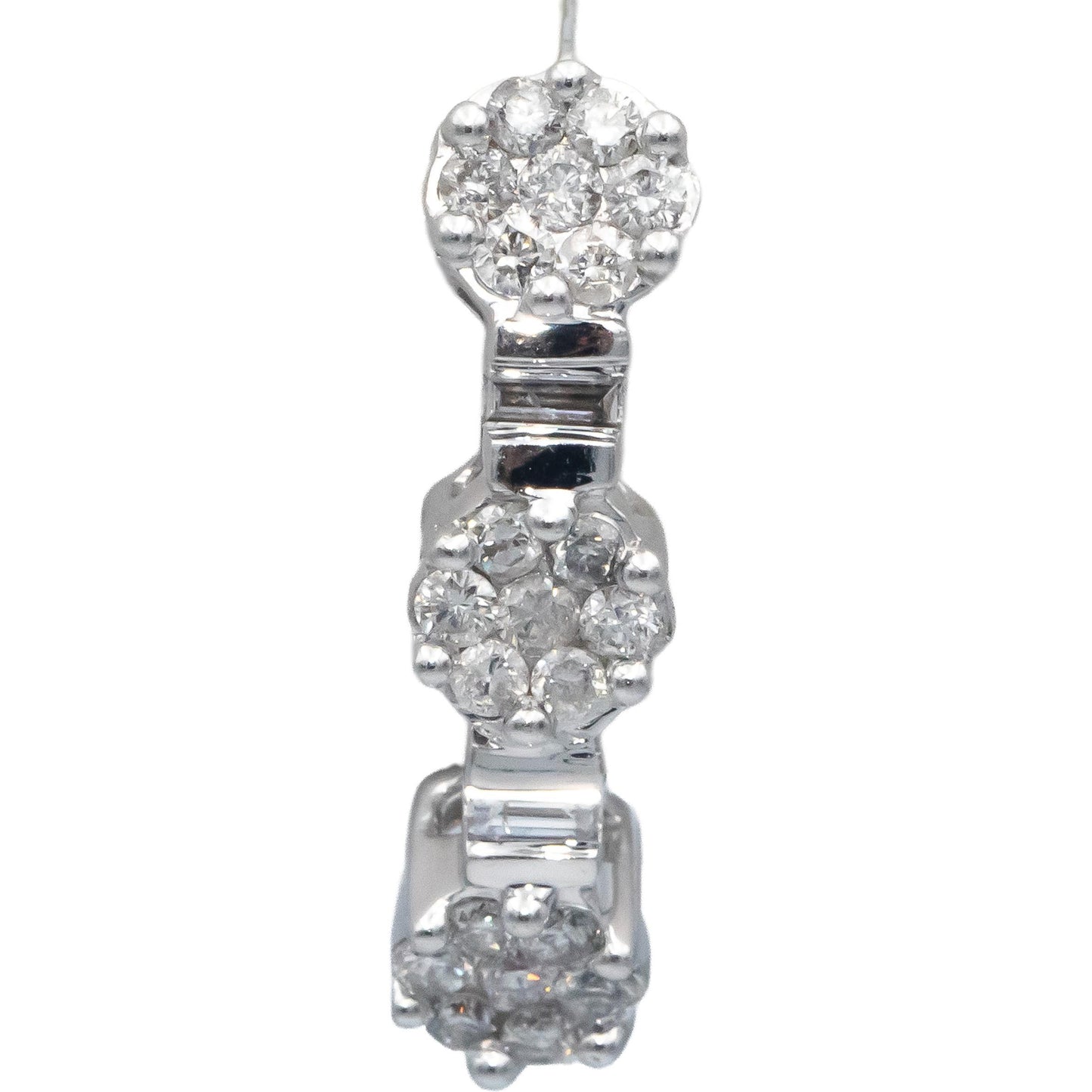 14k White Gold 1.0CT Round Cut Diamond Cluster Curved Earrings