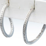 14k White Gold Round Diamond Hoop Circle Stud Earrings 1.0CTW