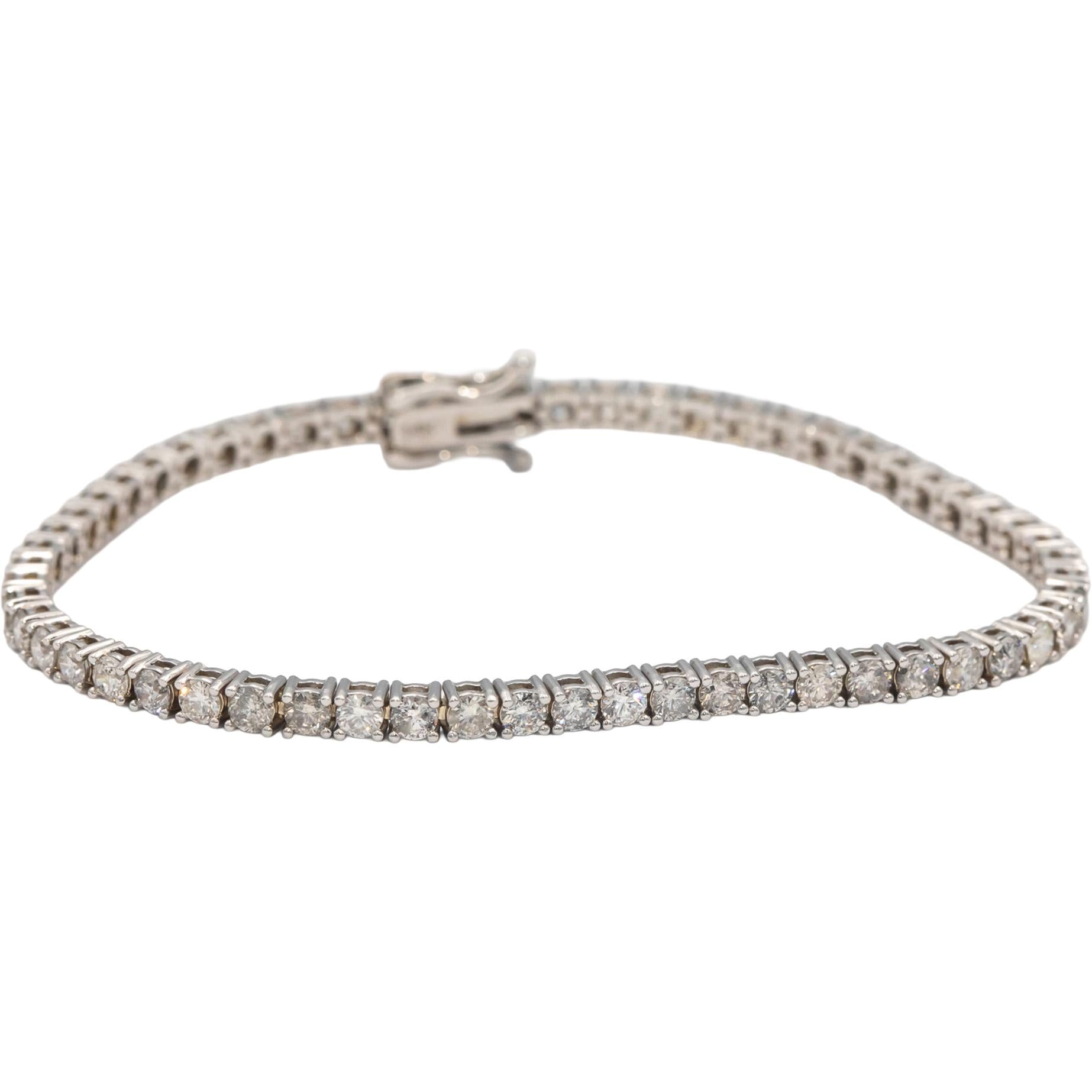 14k White Gold Jewelry 4.70CT Round Cut Prong Set Diamond Tennis Bracelet