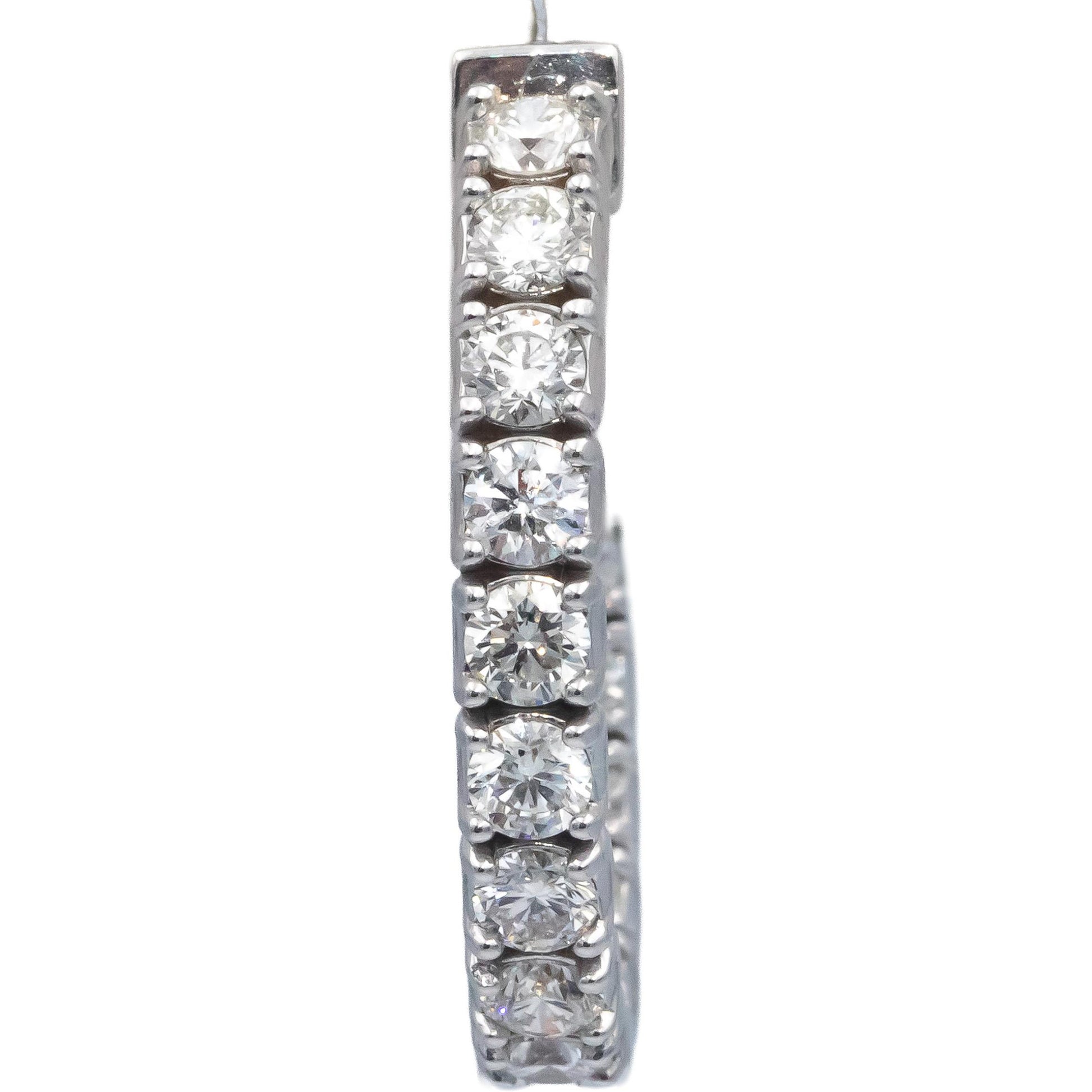 14k White Gold Jewelry VS Round Cut Diamond Inside Out Hoop Earrings 4.31CT