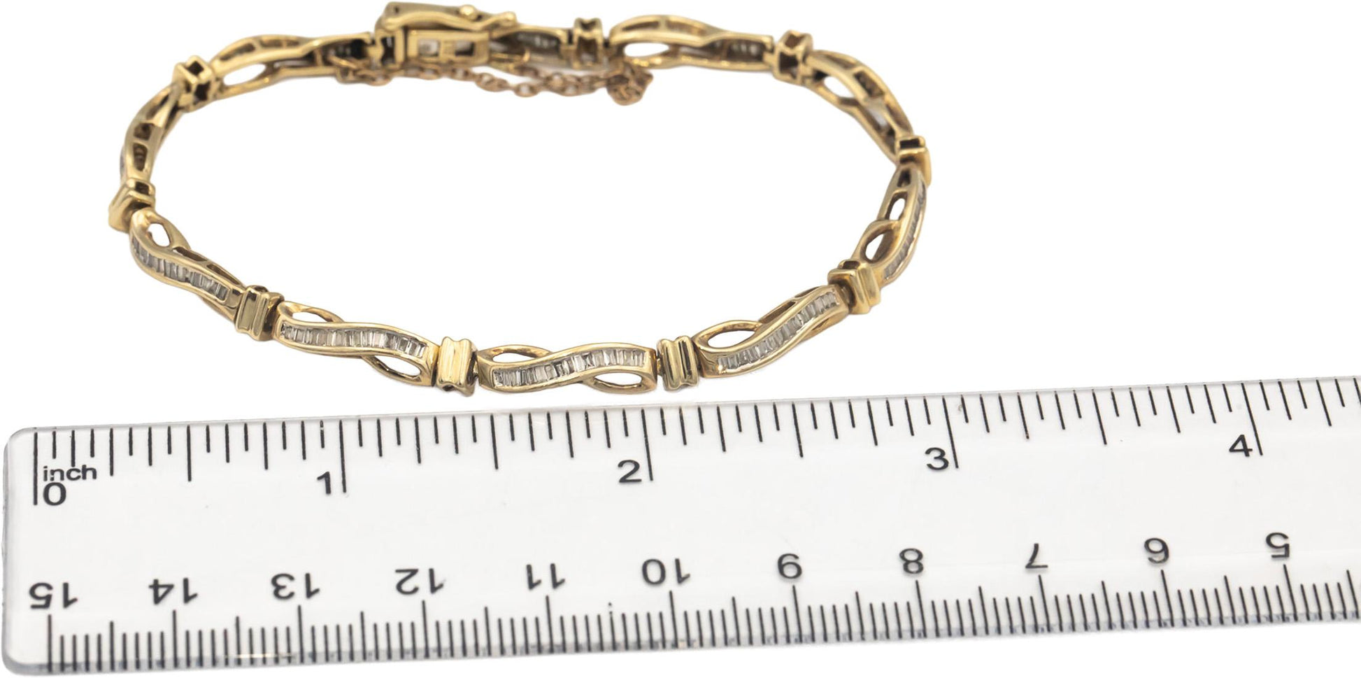 10k Yellow Gold Jewelry 1.0CT Baguette Channel Set Diamond Fancy Link Bracelet