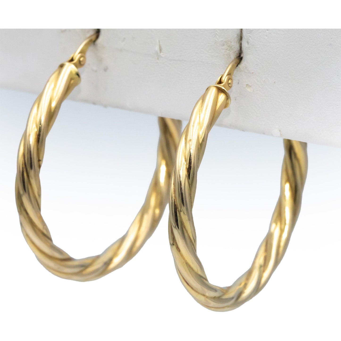 14k Yellow Gold Jewelry Twisted Hoop Earrings
