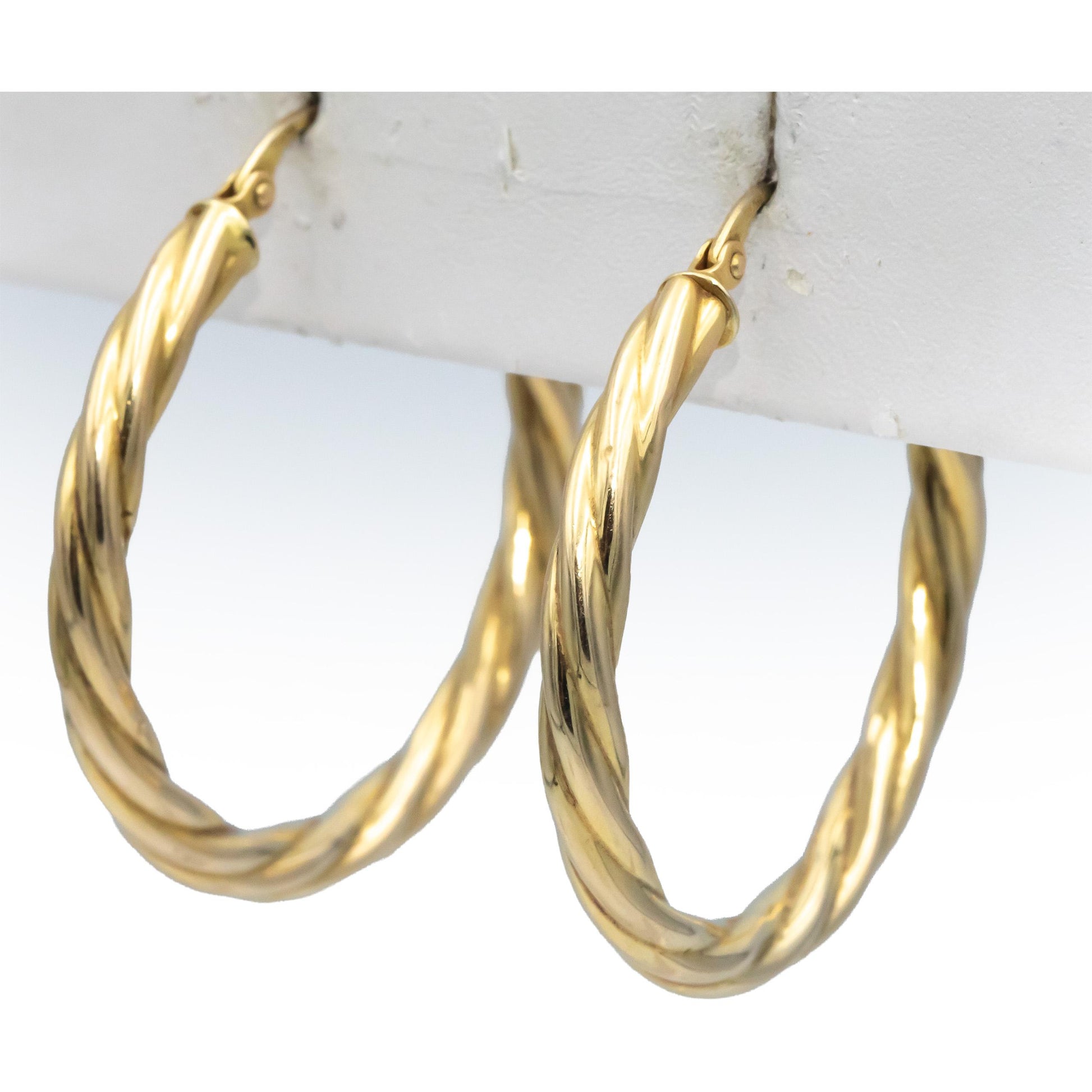 14k Yellow Gold Jewelry Twisted Hoop Earrings