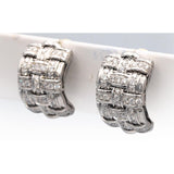 ROBERTO COIN 18k White Gold Diamond Appassionata 3-Row Diamond Earrings 1.25CT