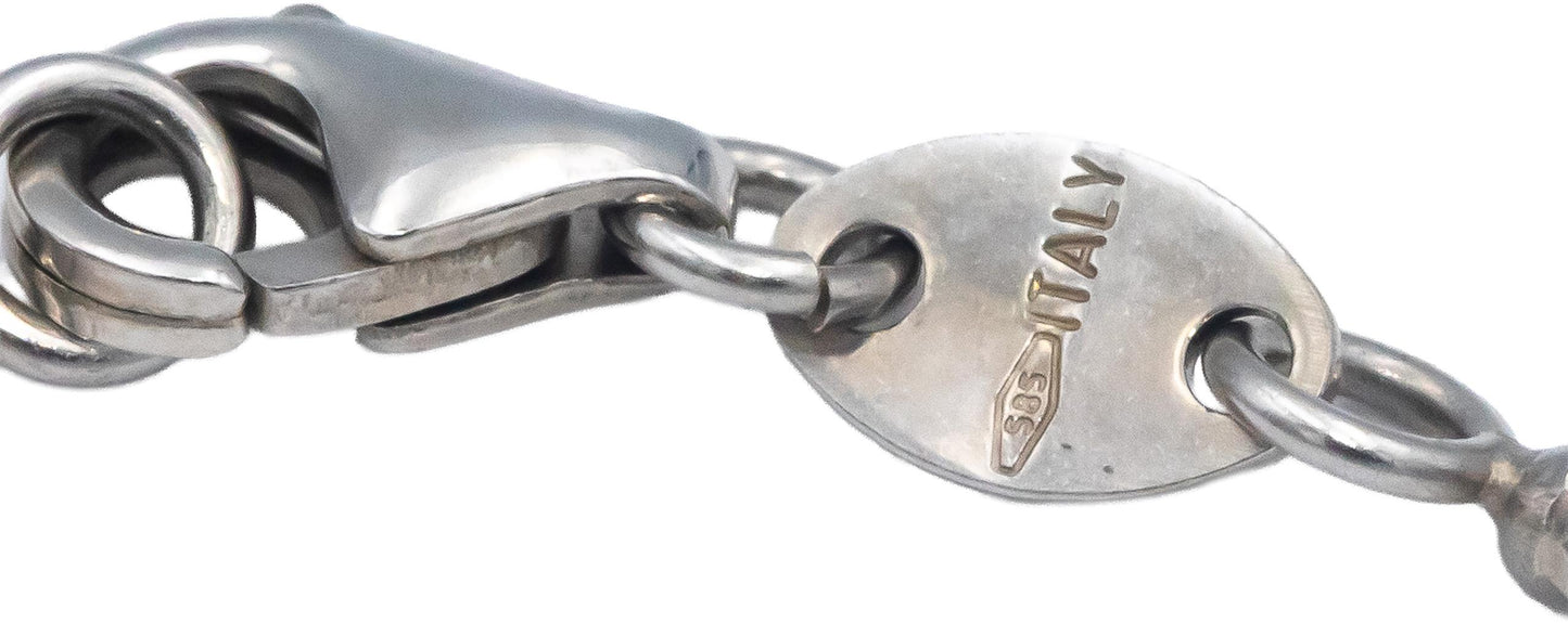 Italy 14k White Gold Round Diamond Open Heart Pendant Necklace 0.70CT