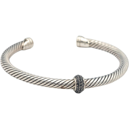 DAVID YURMAN Sterling Silver Black Diamond Cable Classics Bracelet $600 Retail