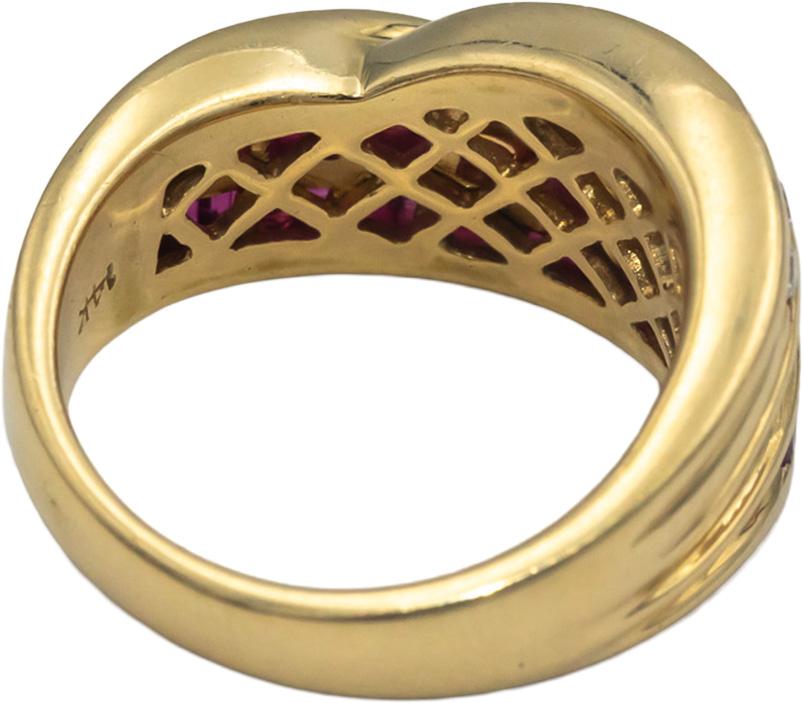 Designer 14k Gold 1.75CT Diamond & Ruby Channel Set Cocktail Ring Size 6.25