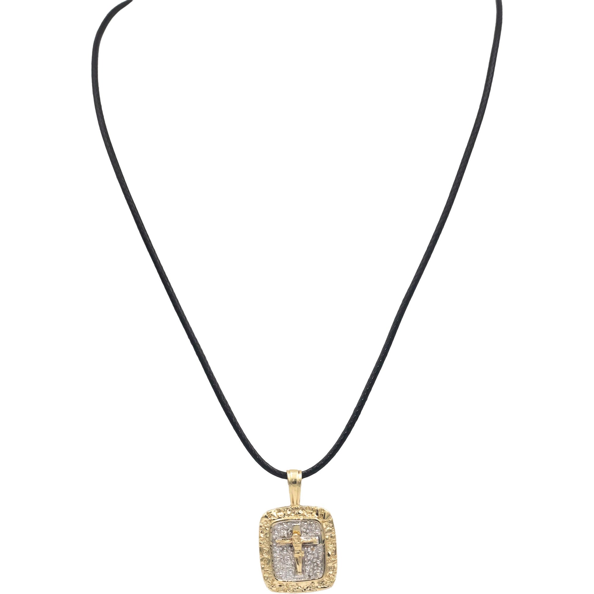 10k Yellow & White Gold Jewelry Religious Crucifix Cross Pendant Necklace