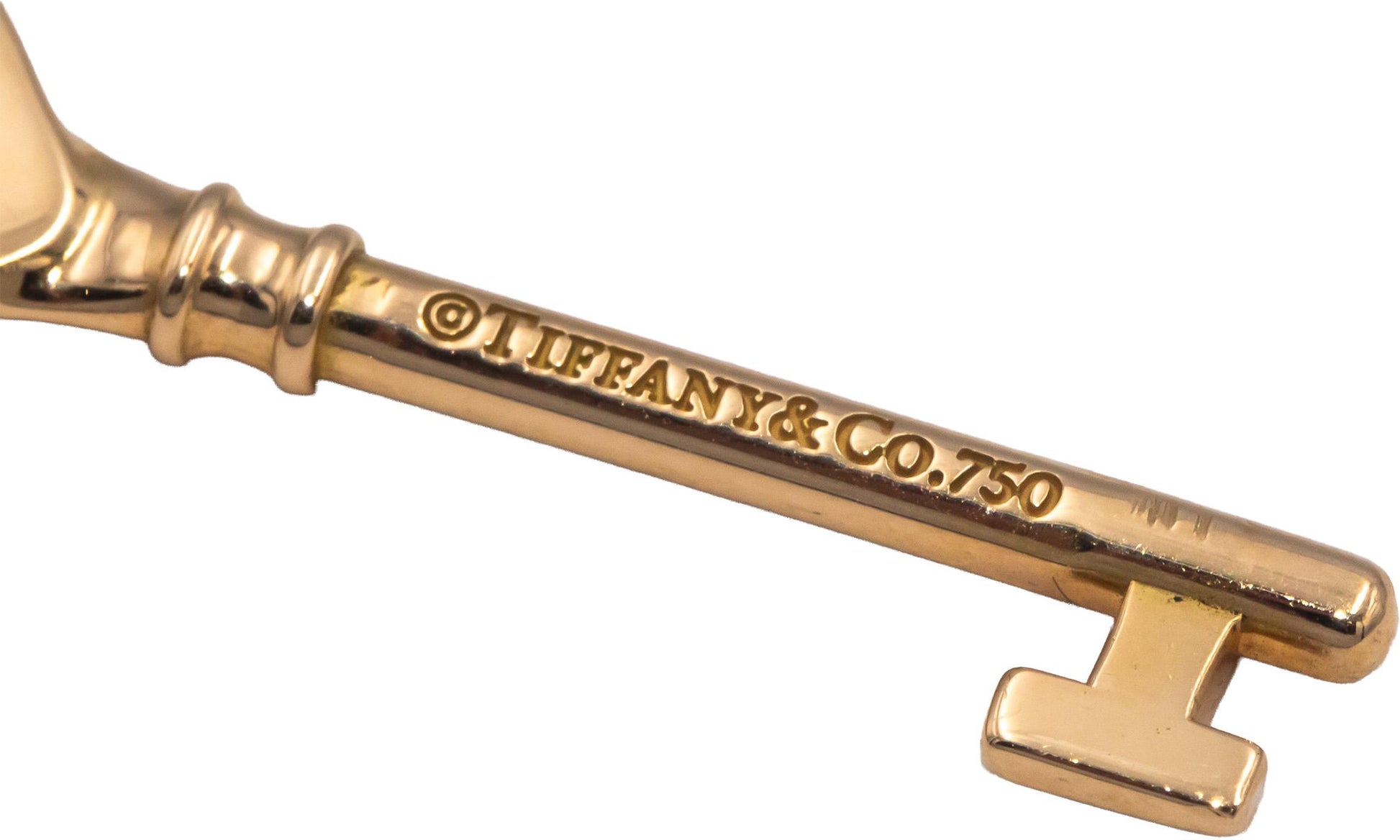 TIFFANY & CO. 18k Yellow Gold Tiffany Keys Heart Key Pendant Necklace w/ Box