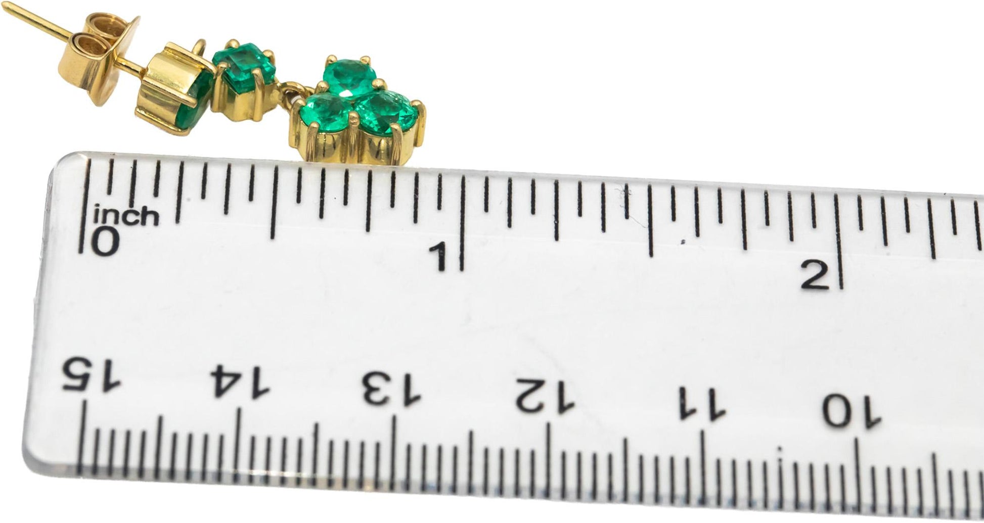 18k Yellow Gold Jewelry Round Emerald Drop Dangle Earrings 2.50CT