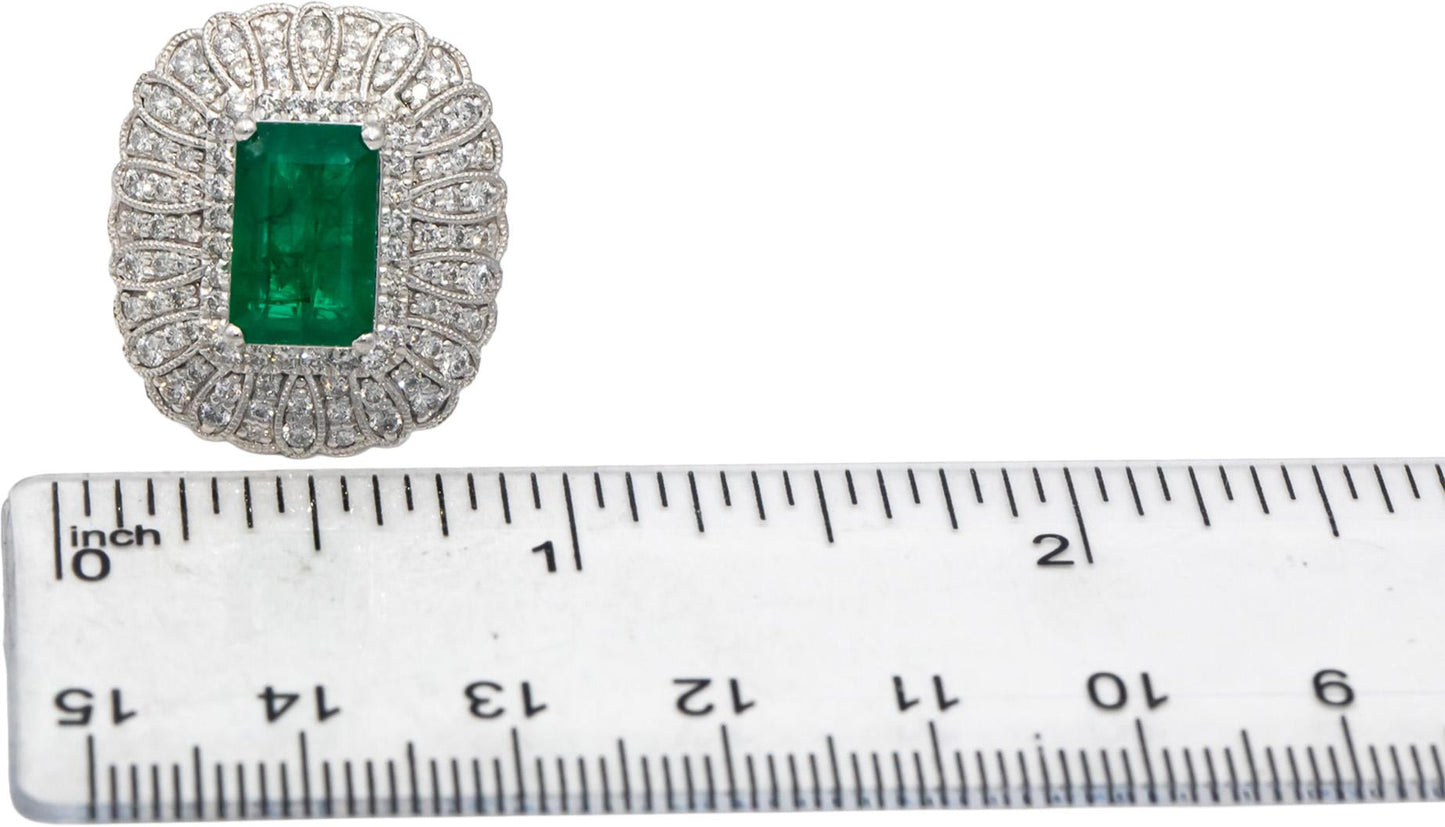OSCAR FRIEDMAN GIA Certified Emerald and VS Diamond Cocktail Ring 5.10CT Size 7
