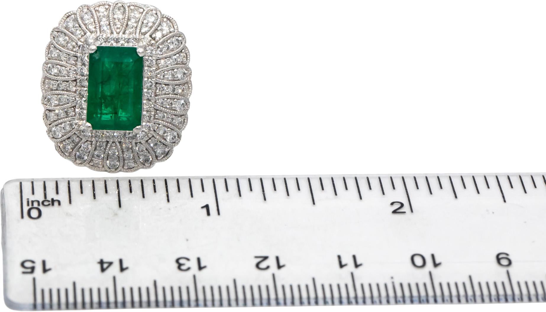 OSCAR FRIEDMAN GIA Certified Emerald and VS Diamond Cocktail Ring 5.10CT Size 7