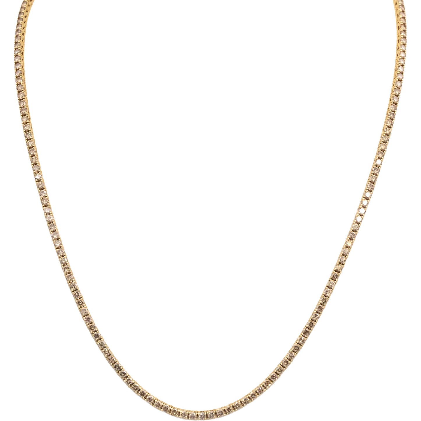 14k Yellow Gold Jewelry VS Round Diamond Tennis Necklace Chain 7.0CT