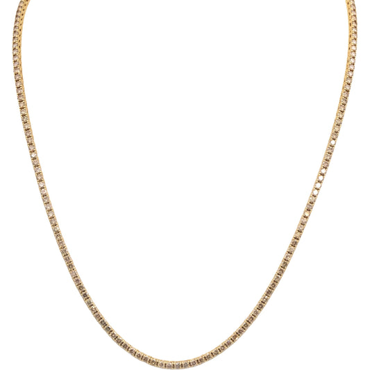 14k Yellow Gold Jewelry VS Round Diamond Tennis Necklace Chain 7.0CT