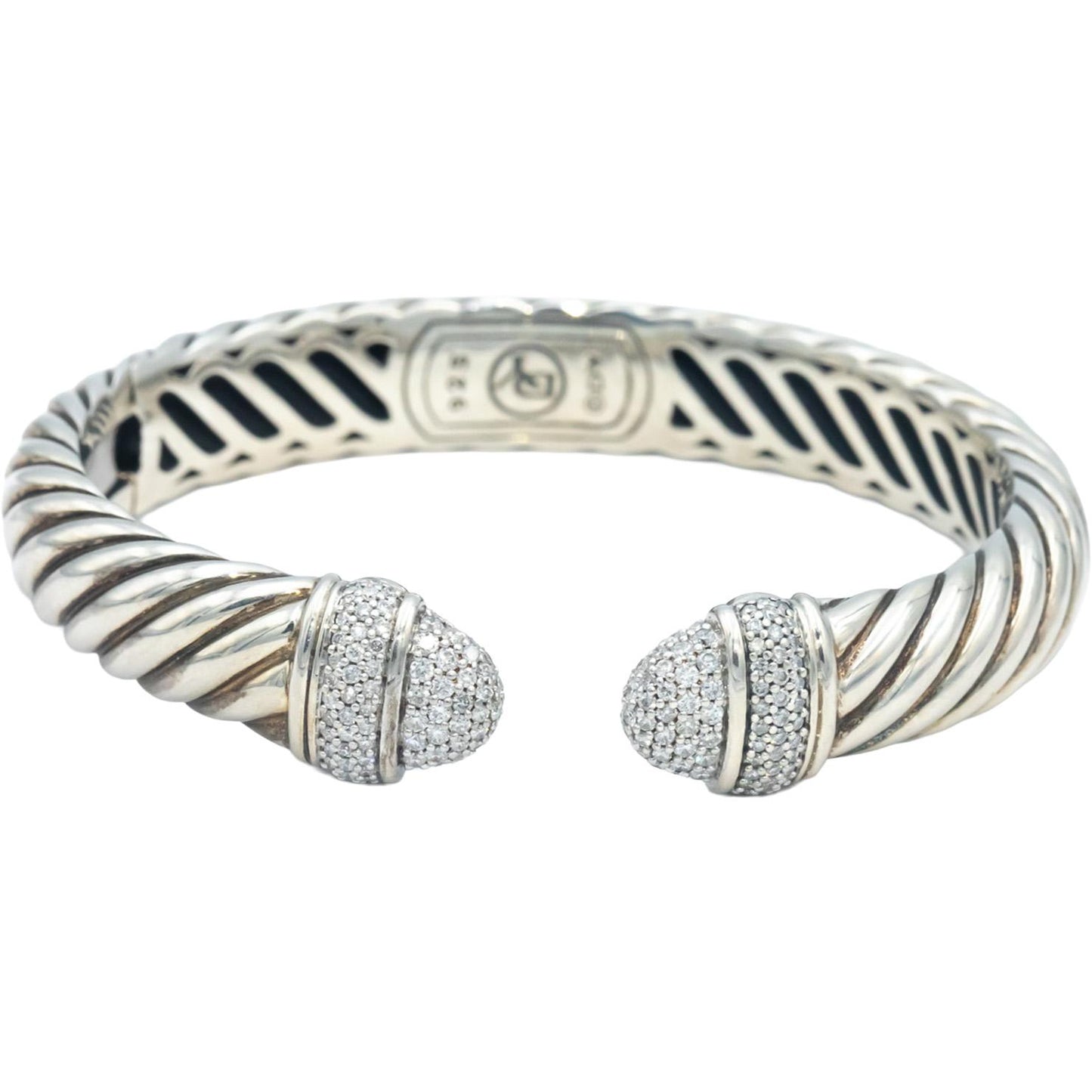 DAVID YURMAN Sterling Silver Diamond Waverly Cable Cuff Bracelet 1.17CT $3200