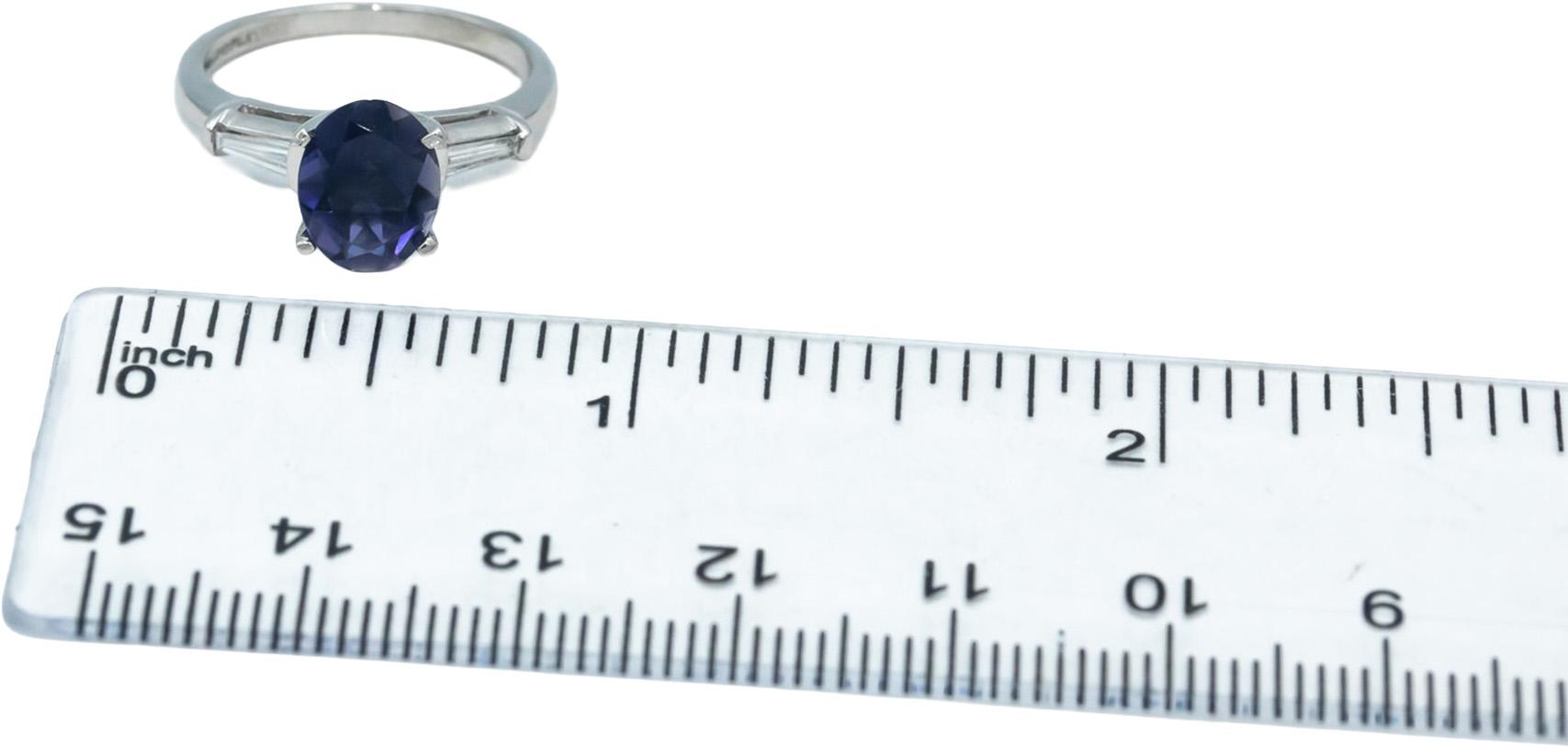 Platinum Baguette Diamond Oval Tanzanite Cocktail Ring 1.43CT Size 5.5