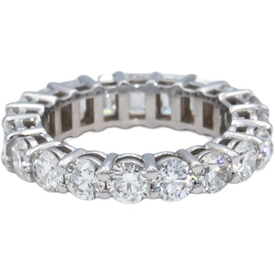 18k White Gold VS Round & Baguette Diamond Eternity Band Ring 4.90CT Size 6.5