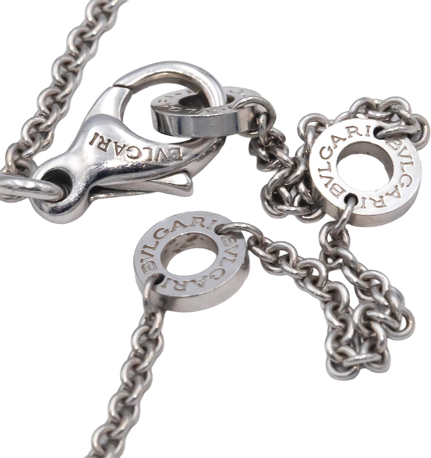 BVLGARI Round Diamond 18k White Gold Pendant Necklace w/ Box .07CT $6300 Retail