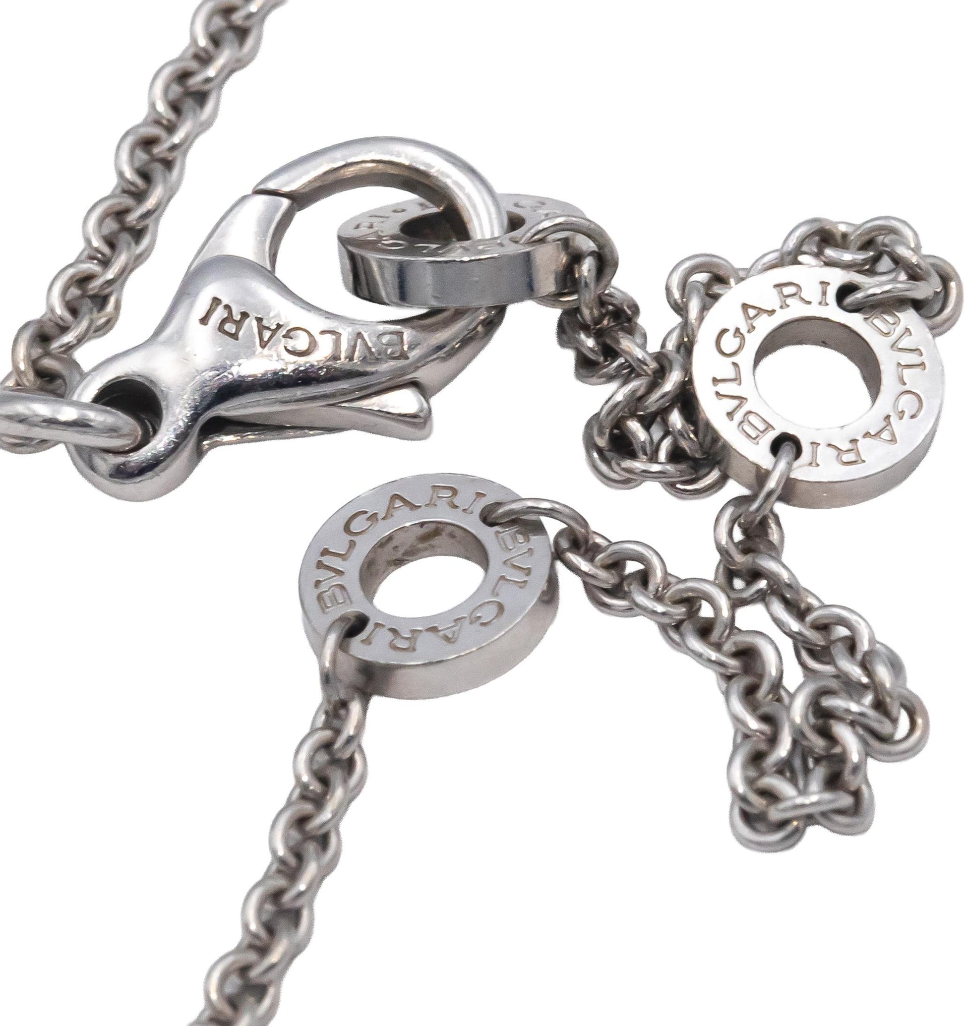 BVLGARI Round Diamond 18k White Gold Pendant Necklace w/ Box .07CT $6300 Retail
