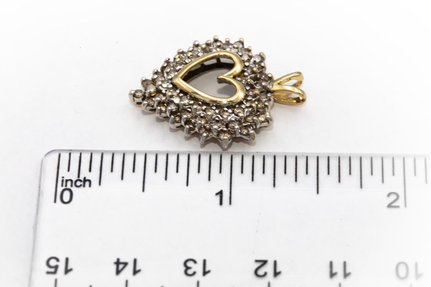 10k Yellow Gold Jewelry Round Diamond Cluster Heart Pendant 1.0CT