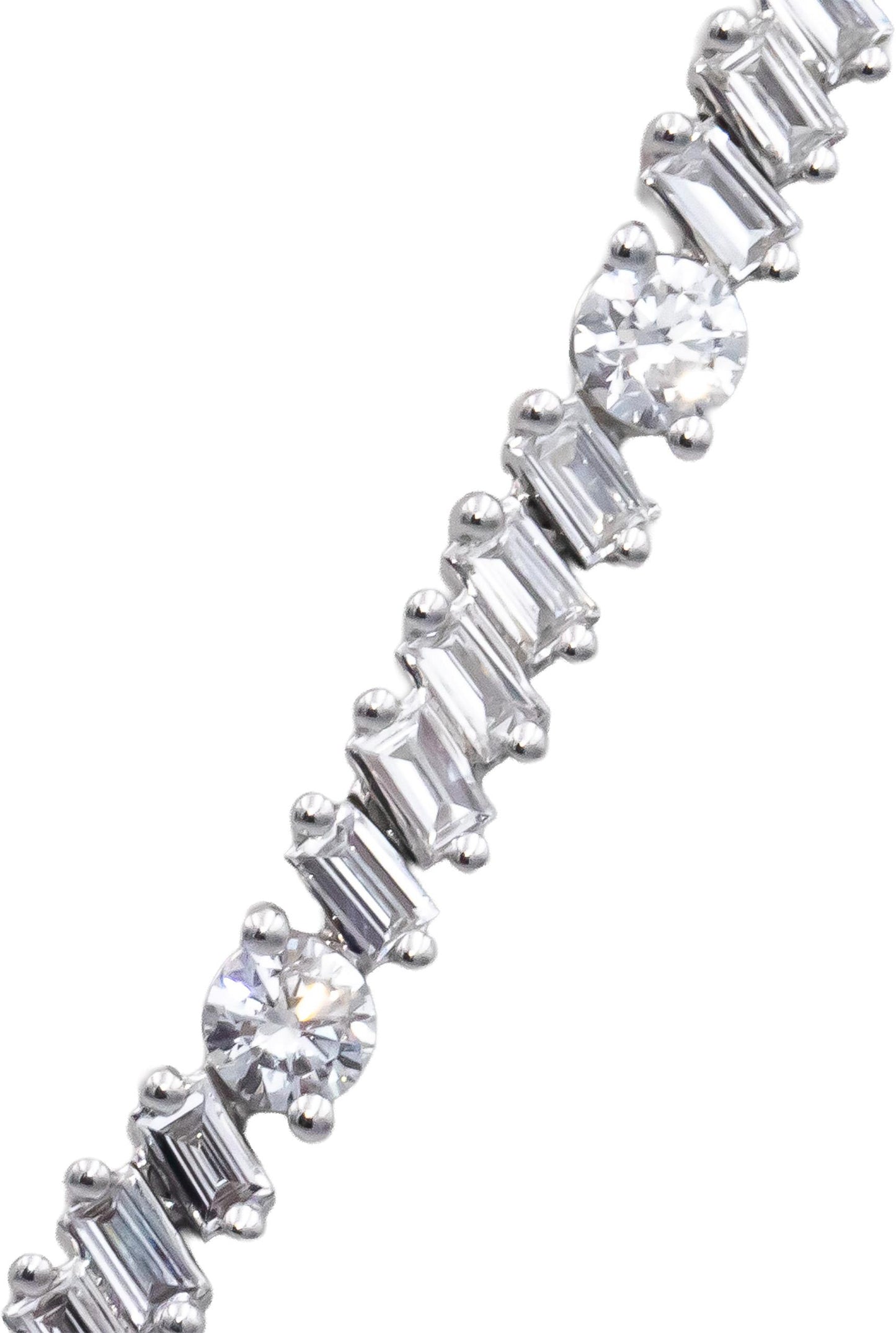 14k White Gold Lab-Grown Baguette & Round VS Diamond Line Necklace 8.50CT