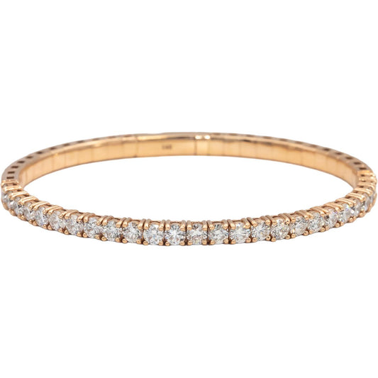 14k Rose Gold VS Round Diamond Flexible Bangle Bracelet 5.69CT