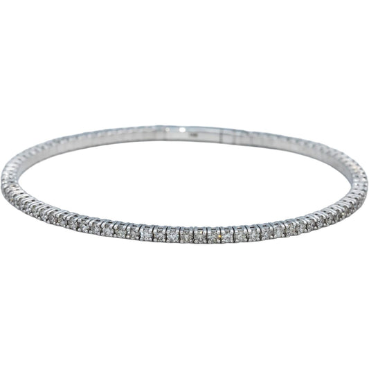 18k White Gold Jewelry VS Round Diamond Flexible Bangle Bracelet 2.33CT