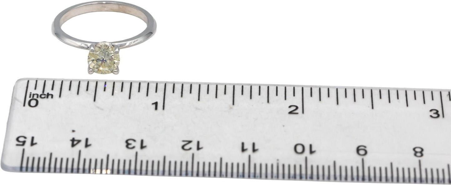 14k White Gold Round Diamond Solitaire Engagement Ring 0.96CT Size 6.75