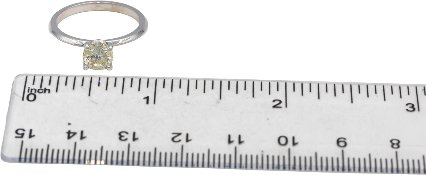 14k White Gold Round Diamond Solitaire Engagement Ring 0.96CT Size 6.75