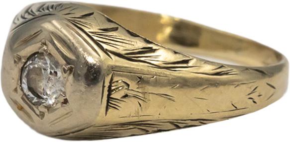 Antique Vintage 10k White Gold Diamond Solitaire Filigree Ring 0.20CT Size 3.75