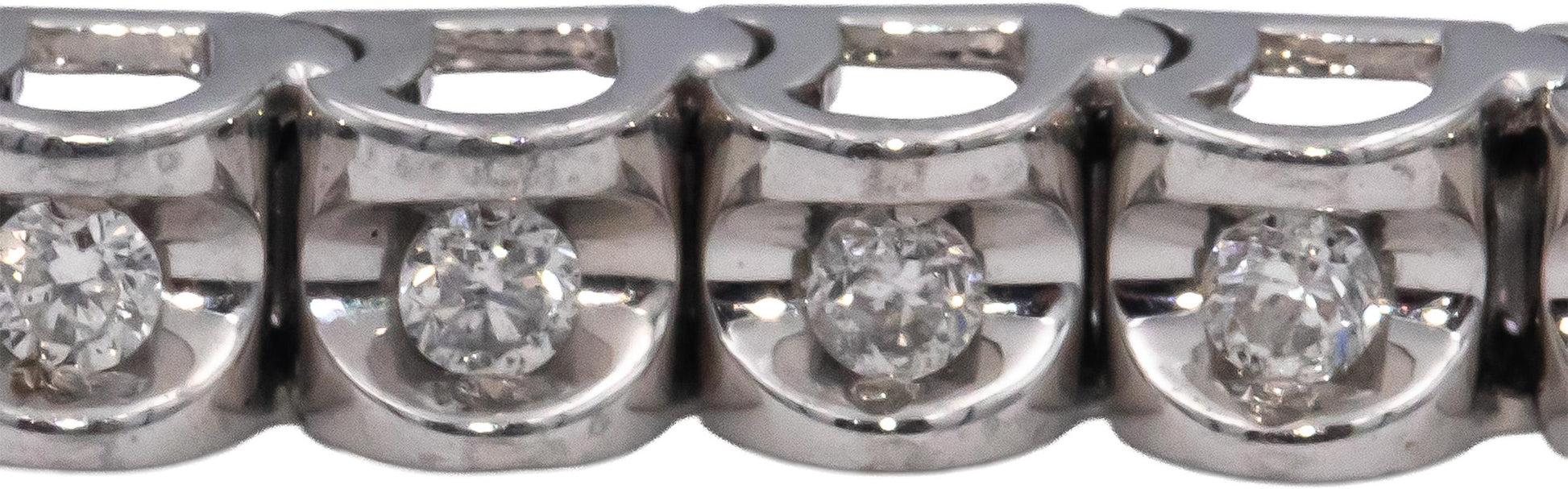 10k White Gold Round Half Bezel Set Diamond Tennis Bracelet 0.75CT