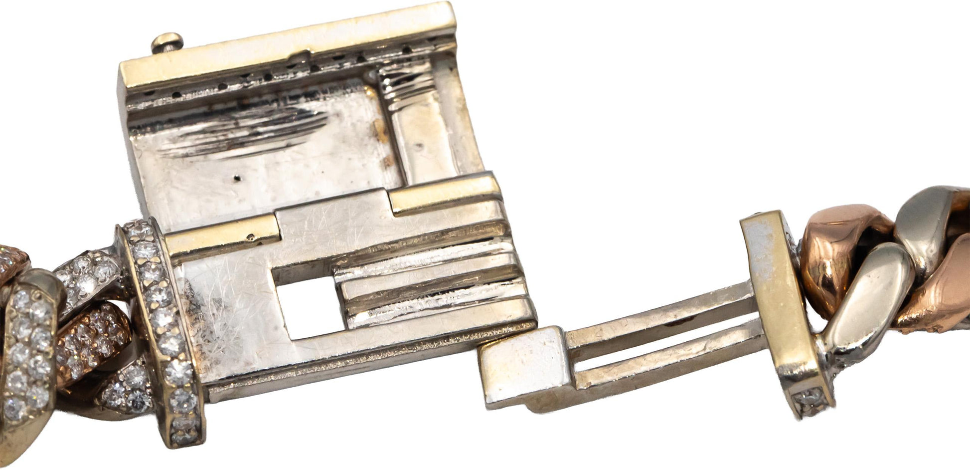 14k White & Rose Gold Round Diamond Iced Out Cuban Link Necklace 13.0CT