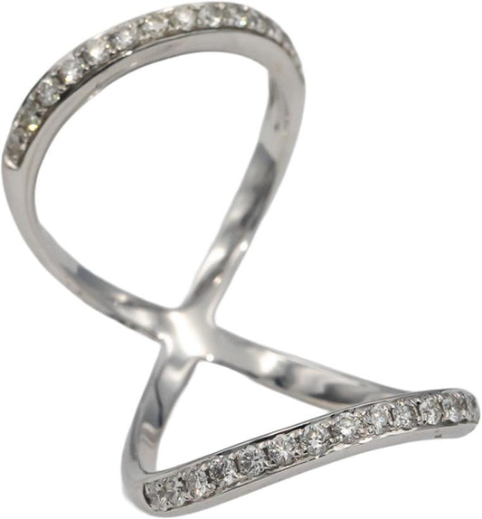 18k White Gold Round Diamond Criss Cross Infinity Ring 0.65CT Size 6.5