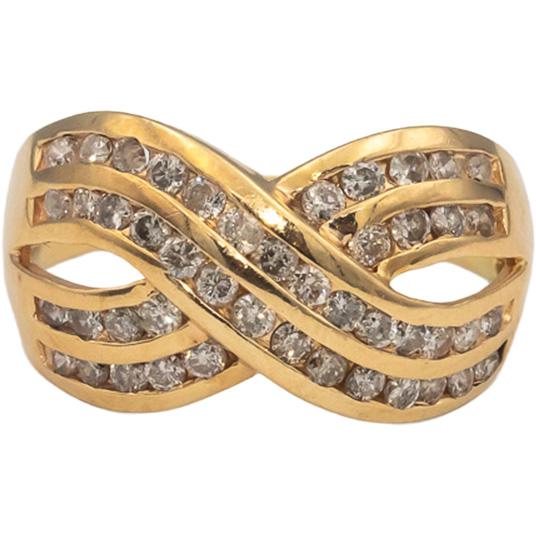 14k Yellow Gold Round Channel Set Diamond Crossover Ring 0.90CTW Size 9.25