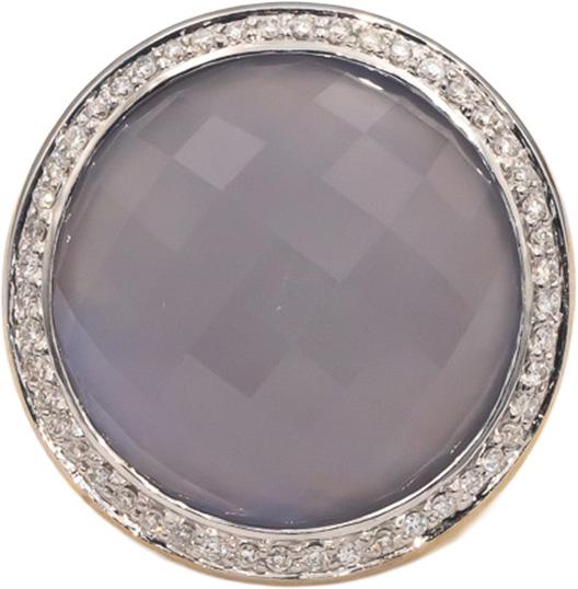 18k Yellow & White Gold Chalcedony & Diamond Jumbo Cocktail Ring 24.50CT Size 7