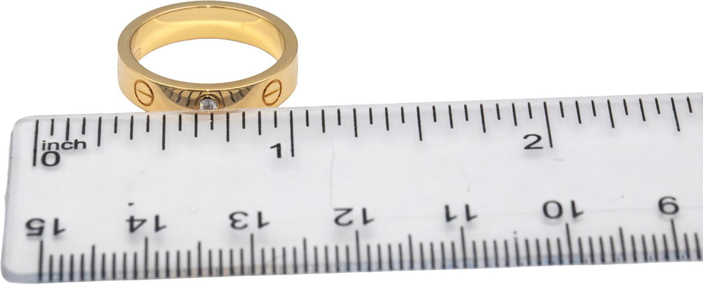 CARTIER 18k Gold Love Collection Round Diamond 4mm Band Ring .02CT Size 49 $2640