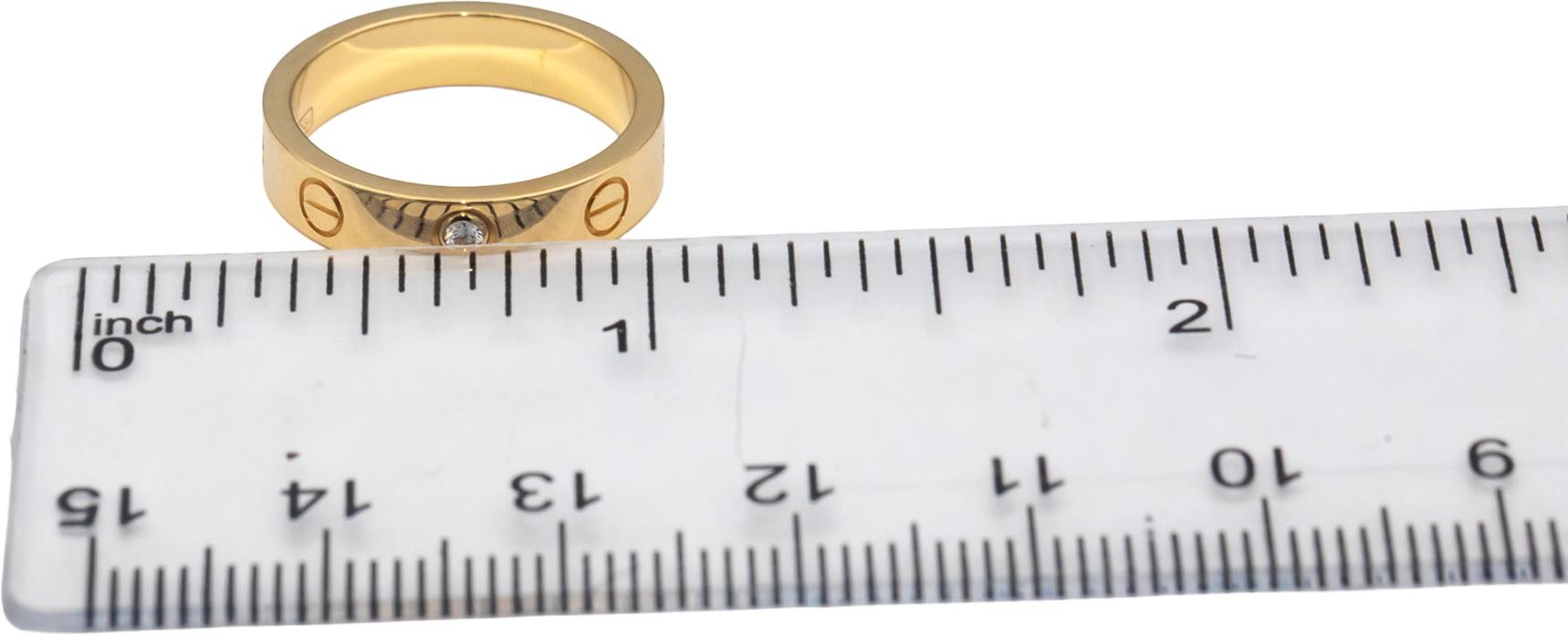 CARTIER 18k Gold Love Collection Round Diamond 4mm Band Ring .02CT Size 49 $2640