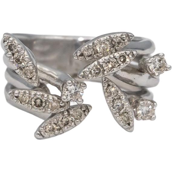 14k White Gold Round Diamond Floral Multi-Band Ring 0.56CT Size 6.5