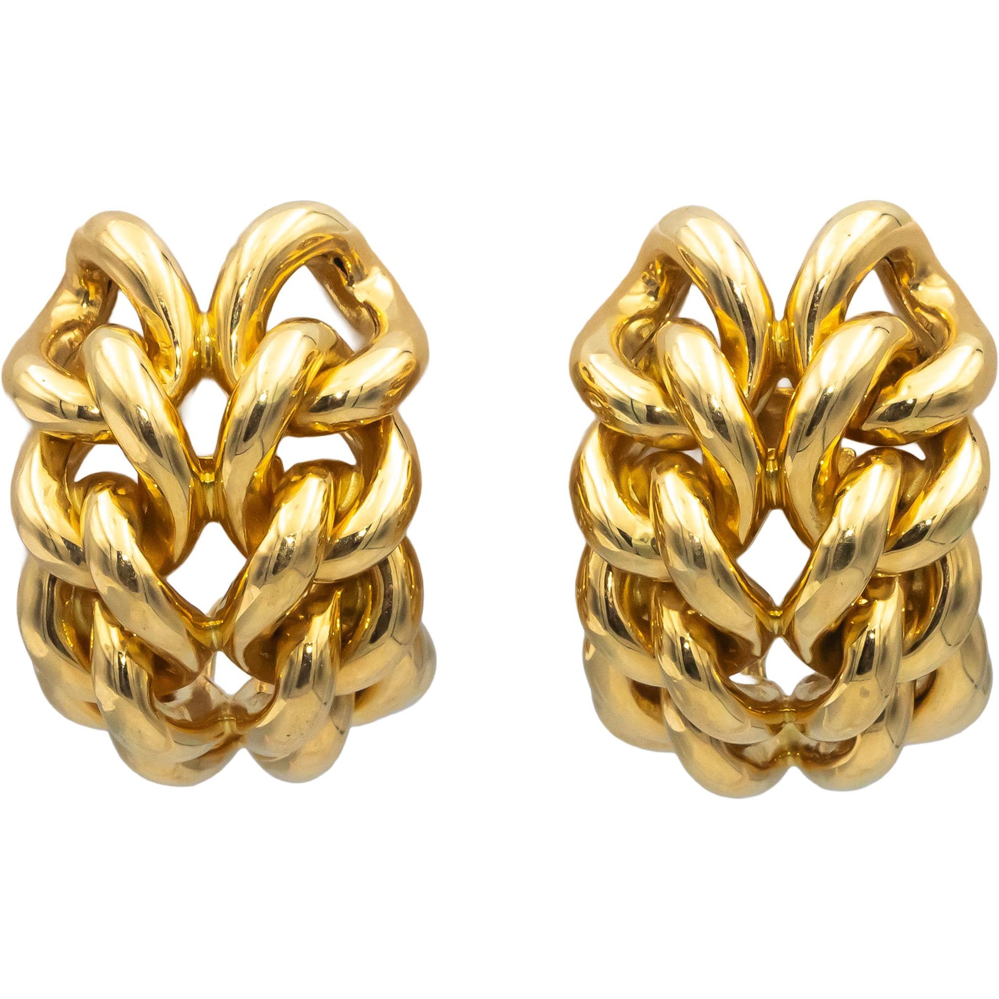 TIFFANY & CO. 18k Yellow Gold Chain Link Clip-On Earrings