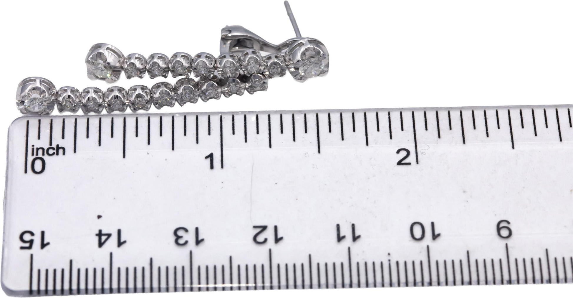 14k White Gold Round Diamond Drop Dangle Earrings 1.20CT