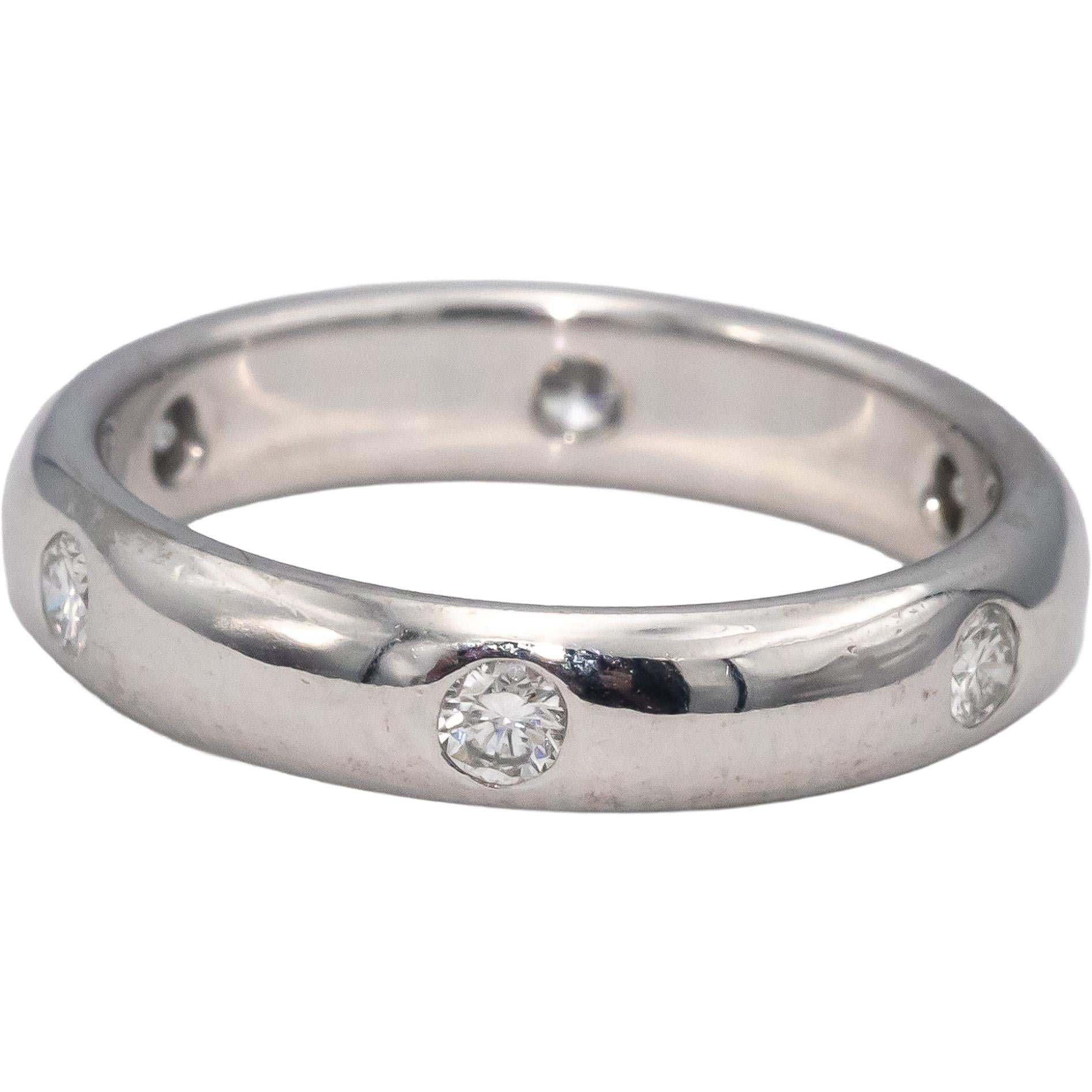 CARTIER 18k White Gold Round Diamond Stella Band Ring 0.25CT Size 5.75 Euro 51