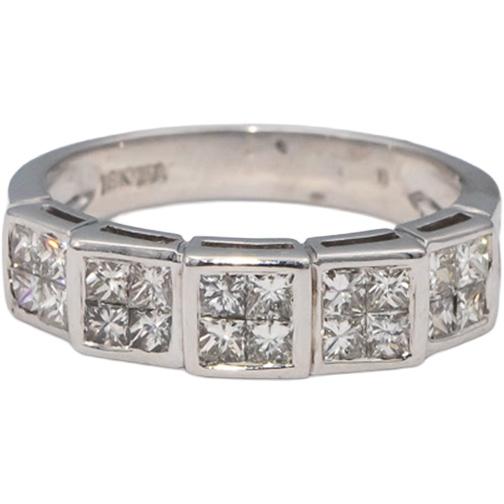 18k White Gold VS Princess Cut Diamond Band Ring 0.70CT Size 6.5