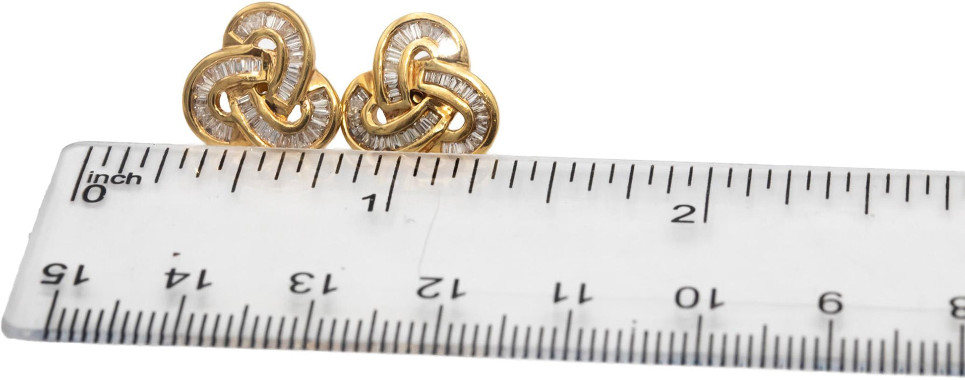 14k Yellow Gold VS Baguette Cut Love Knot Stud Earrings 0.50CTW