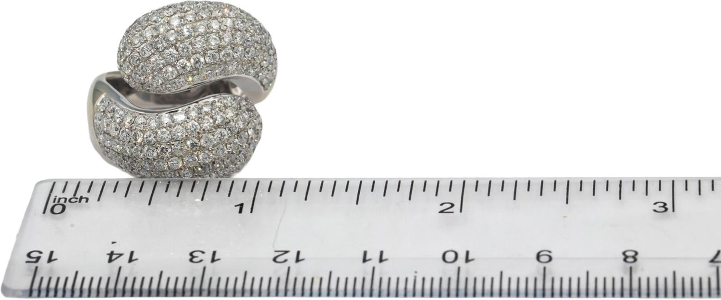 18k White Gold VS Round Diamond Cluster By Pass Ring 3.93CTW Size 7