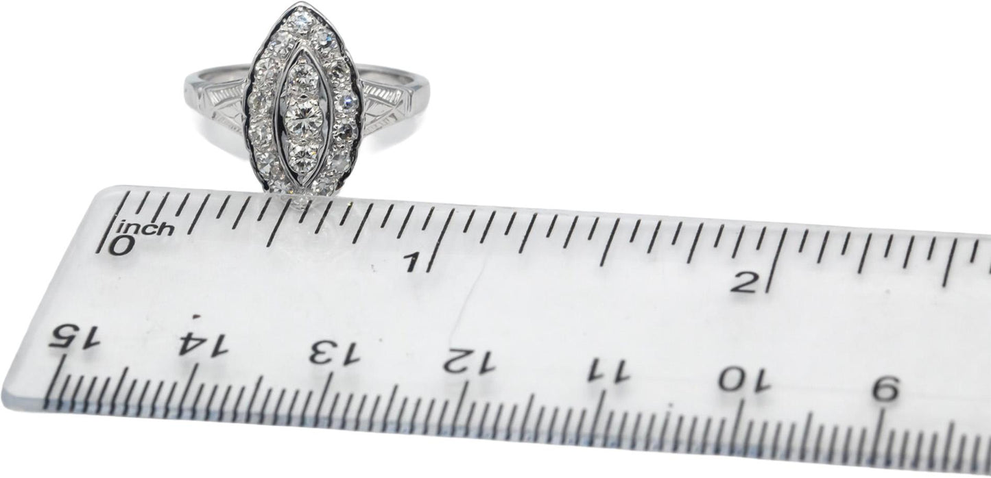Vintage Antique 14k White Gold Single & Transition Cut Diamond Ring 0.50CT