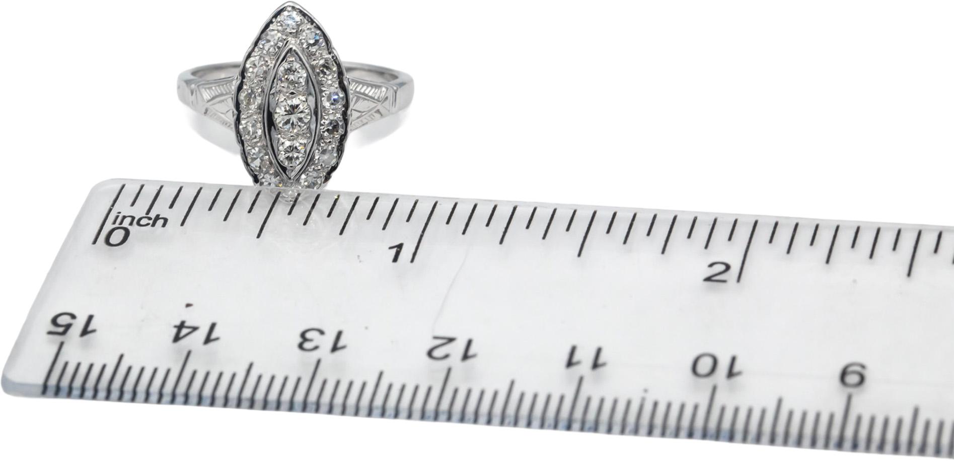 Vintage Antique 14k White Gold Single & Transition Cut Diamond Ring 0.50CT