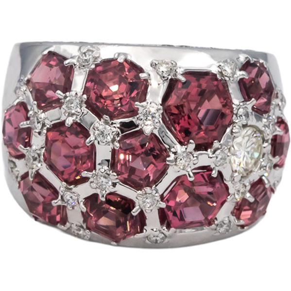 RARE UNIQUE 18k White Gold Tourmaline & Diamond Cocktail Ring 4.65CTW Size 7