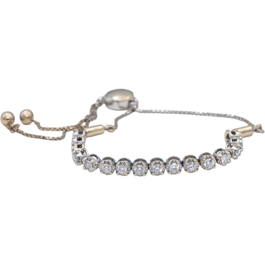 18k White Gold Round Diamond Bolo Bracelet 0.75CT